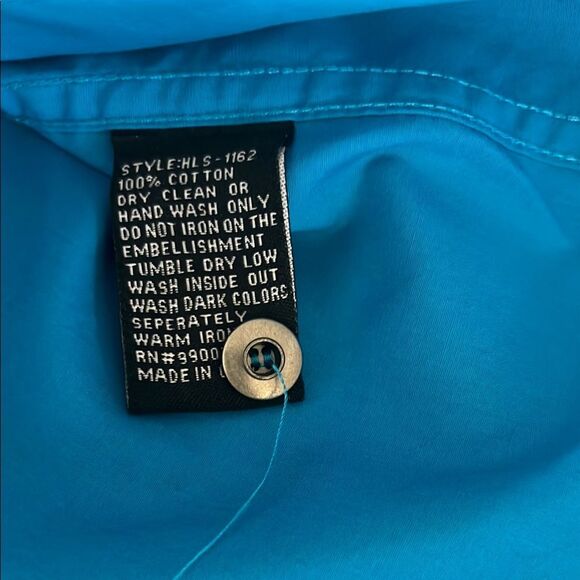 House of Lords Blue Button Down Shirt with Embroidered Design Y2K - Picture 7 of 7